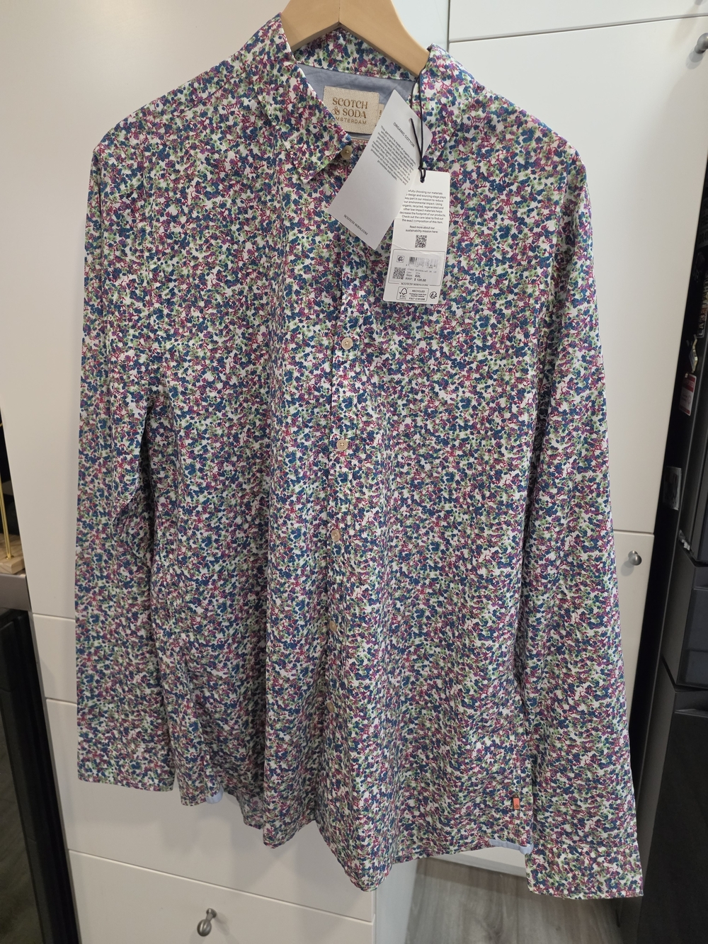 NWT Scotch & Soda Floral Print Slim Fit Button Up Shirt XXL Organic Cotton